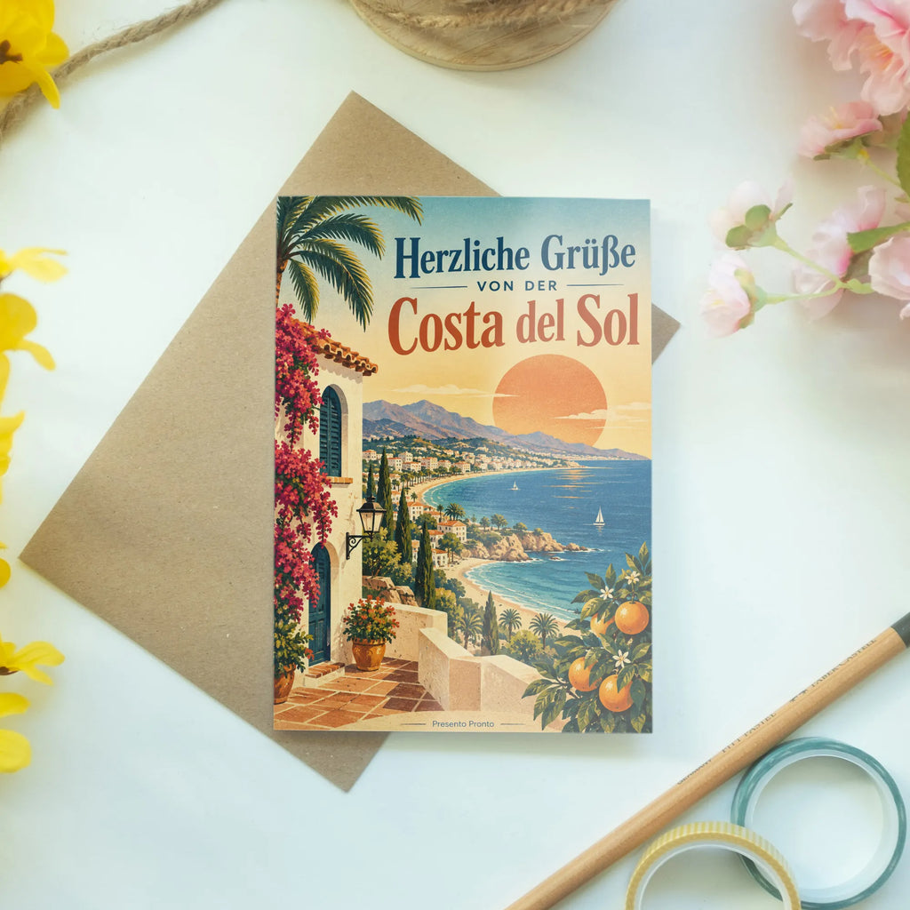 Herzliche Sommerkarte von der Costa del Sol mit Palmenstrand|p:2023851|h:a9b5f531f8a289f5b8b2aac5dd8aa89d