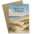 Nostalgische Sommergrußkarte von Amrum mit Dünenstrand