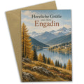 Herzliche Grußkarte aus dem Engadin mit Berglandschaft