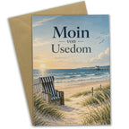 Elegante Usedom Grußkarte für Urlaubsgrüße mit Strandstuhl|p:2023857|h:21f6a6e1efb2c1de6b9e6fb0247f7f30