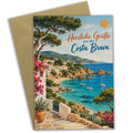 Herzliche Sommergrußkarte von der Costa Brava mit Bucht