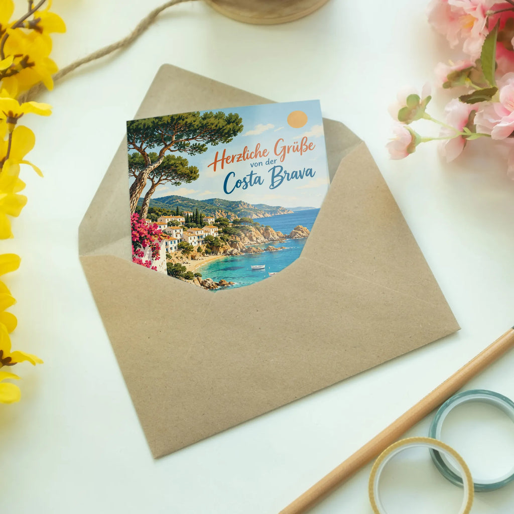 Herzliche Sommergrußkarte von der Costa Brava mit Bucht|p:2023868|h:221e8a1fe54dd968004882415e384823
