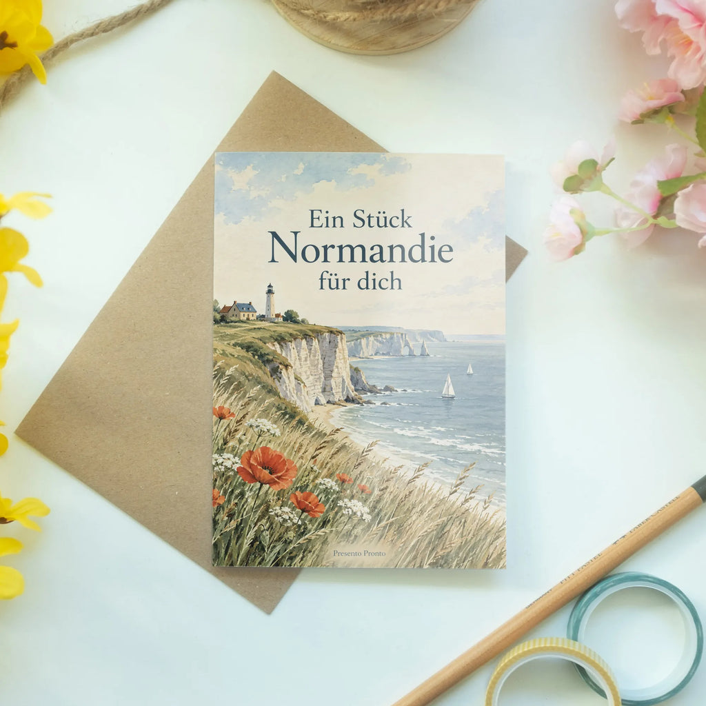 Nostalgische Normandie Grußkarte für Frankreichfans mit Leuchtturm|p:2023869|h:67f85de3f9c982e8c8e4f3fe1bb9e864