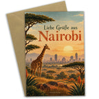 Herzliche Grußkarte aus Nairobi mit Giraffe|p:2023874|h:bc82350c15245ab0af80240d1ebb1a3e