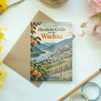 Herzliche Grußkarte aus der Wachau mit Weinbergen|p:2023876|h:b32dc5459ff4b6cc524821f0ba107019