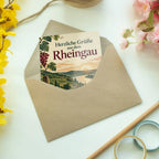 Herzliche Grußkarte aus dem Rheingau mit Weinbergen|p:2023889|h:93e0a4755474785ec506c31cf32f83a1