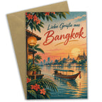 Herzliche Urlaubskarte aus Bangkok mit Longtailboot|p:2023890|h:76874c0e79d377fb80fa9391c33129b6