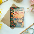 Herzliche Urlaubskarte aus Bangkok mit Longtailboot|p:2023890|h:047ba316b78c416668184315a8749432