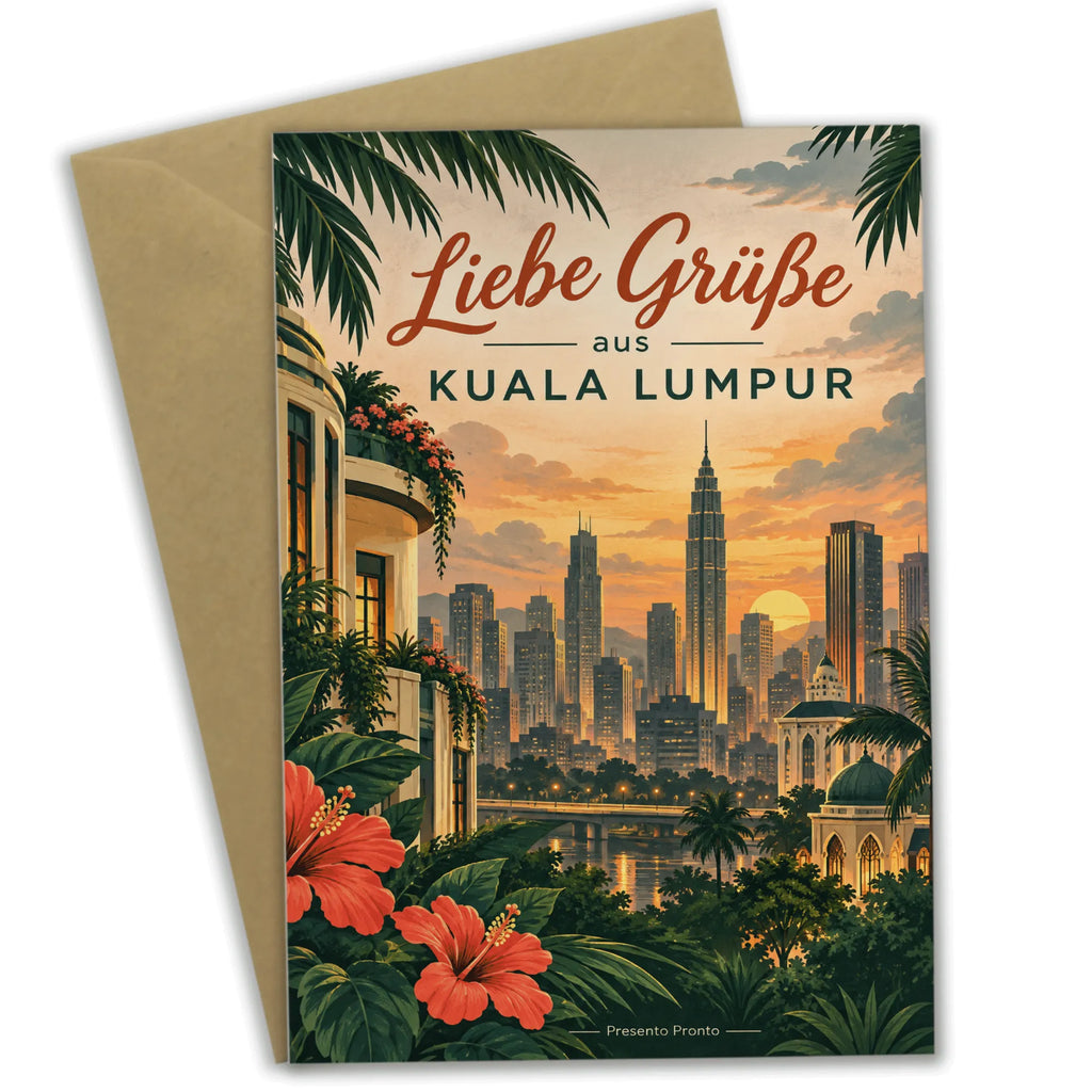 Herzliche Grüße aus Kuala Lumpur Grußkarte mit Skyline|p:2023895|h:5e79823d1e9cec56951699fb50a23e20