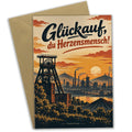 Herzliche Ruhrpott Grußkarte für Herzensmenschen mit Förderturm