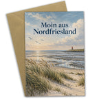 Herzliche Grußkarte aus Nordfriesland mit Küstenlandschaft|p:2023902|h:d141f13fc3be946b3aabf73d28440b54