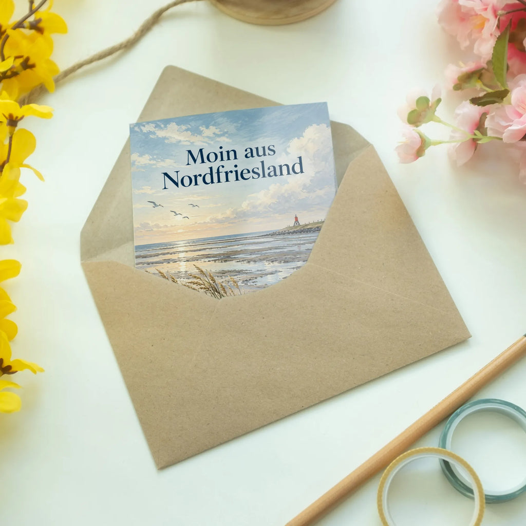 Herzliche Grußkarte aus Nordfriesland mit Küstenlandschaft|p:2023902|h:25fa3f64887d6fcdd20d8e9ff4c18b7e
