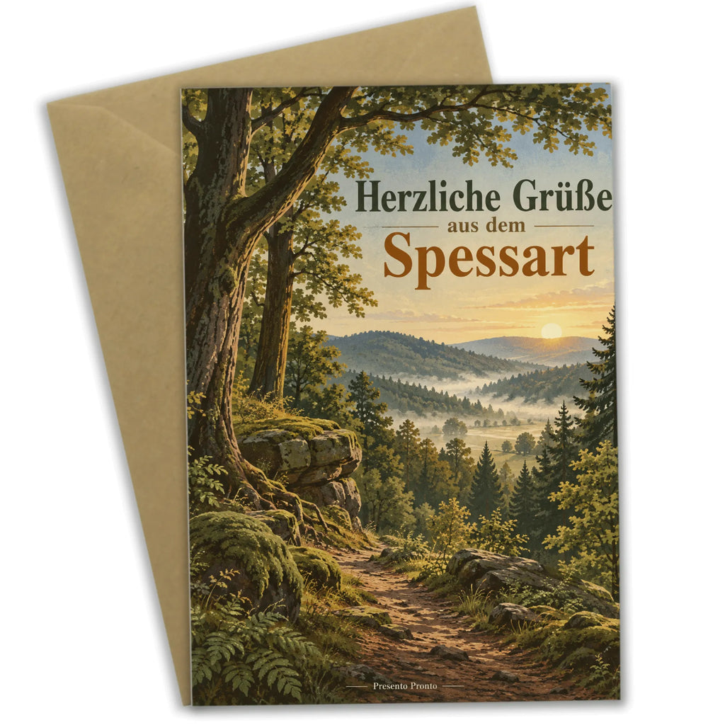 Herzliche Urlaubskarte aus dem Spessart mit Waldweg|p:2023905|h:d434148d9f5e6e96bb36c77a7857f1e2