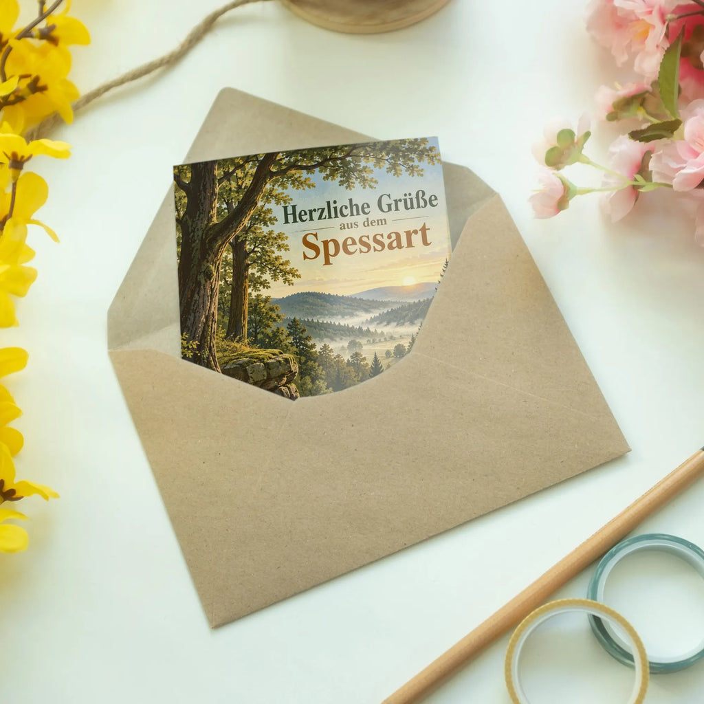 Herzliche Urlaubskarte aus dem Spessart mit Waldweg|p:2023905|h:c7ad9604ded05c13a630665a3fbd4121