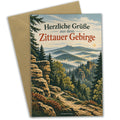 Herzliche Grußkarte aus dem Zittauer Gebirge mit Panorama