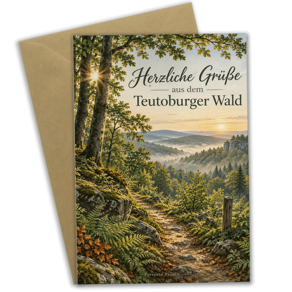 Herzliche Grußkarte aus dem Teutoburger Wald mit Waldweg|p:2023916|h:531867cf00be024fbb3f18509dc12463