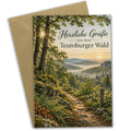 Herzliche Grußkarte aus dem Teutoburger Wald mit Waldweg