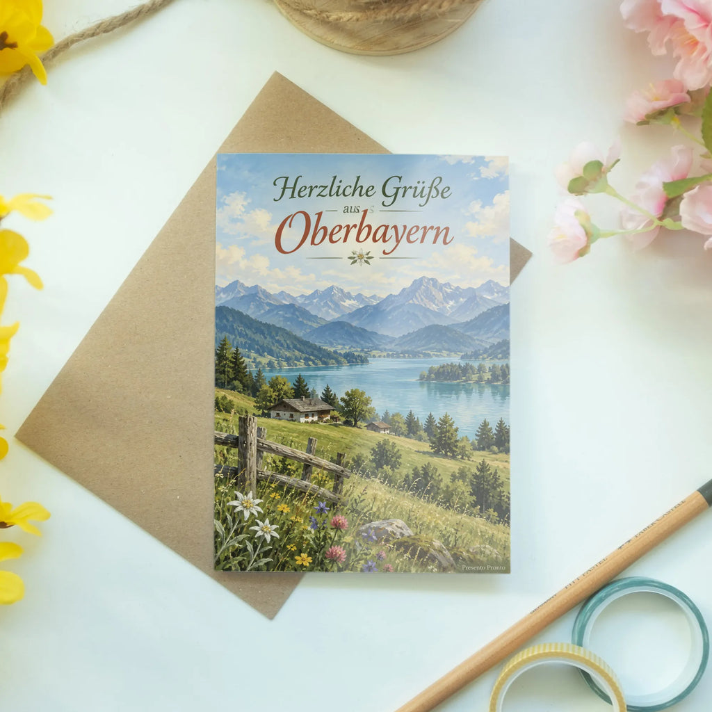 Herzliche Urlaubsgrüße aus Oberbayern mit Alpensee|p:2023919|h:44879416fa3f3dc58580c59330c6dab6