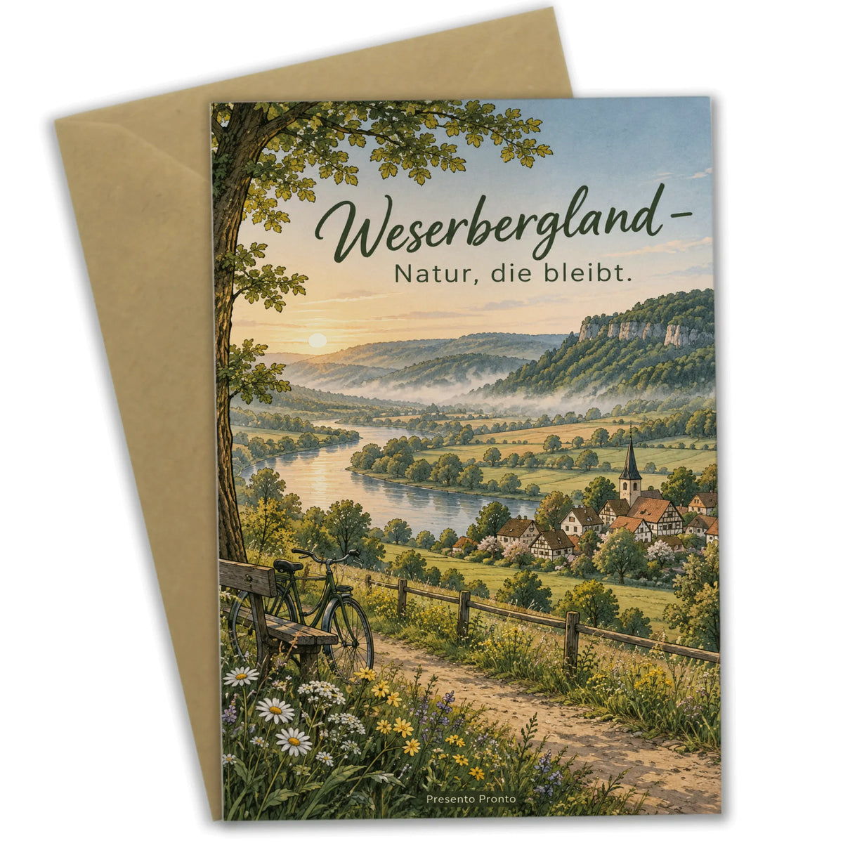 Nostalgische Grußkarte aus dem Weserbergland mit Fachwerkhäusern