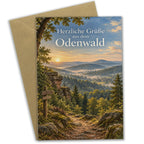 Herzliche Grußkarte aus dem Odenwald mit Waldlandschaft|p:2023923|h:8893a66f3d98ffb4b8906d5fa8cf2566