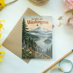 Herzliche Grüße aus Washington Karte mit Bergsee|p:2023934|h:0e93b97684459d78803727100b95d40d