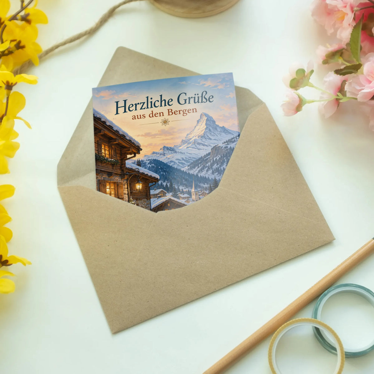 Herzliche Grußkarte aus Zermatt für Bergfreunde