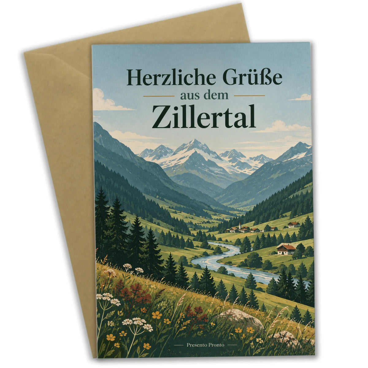 Herzliche Grußkarte aus dem Zillertal für Urlaubsgrüße