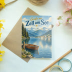 Herzliche Grußkarte aus Zell am See mit Alpensee und Boot|p:2023954|h:160bb6b5135bfb2530006cfaa8521887