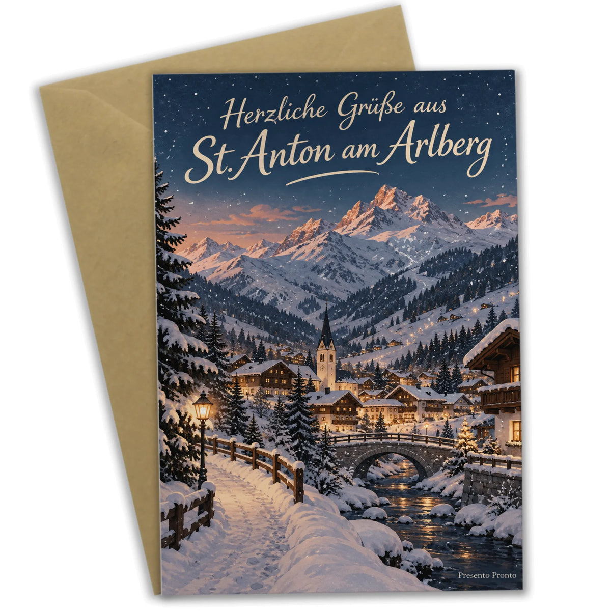 Herzliche Urlaubskarte aus St. Anton am Arlberg Winterdorf
