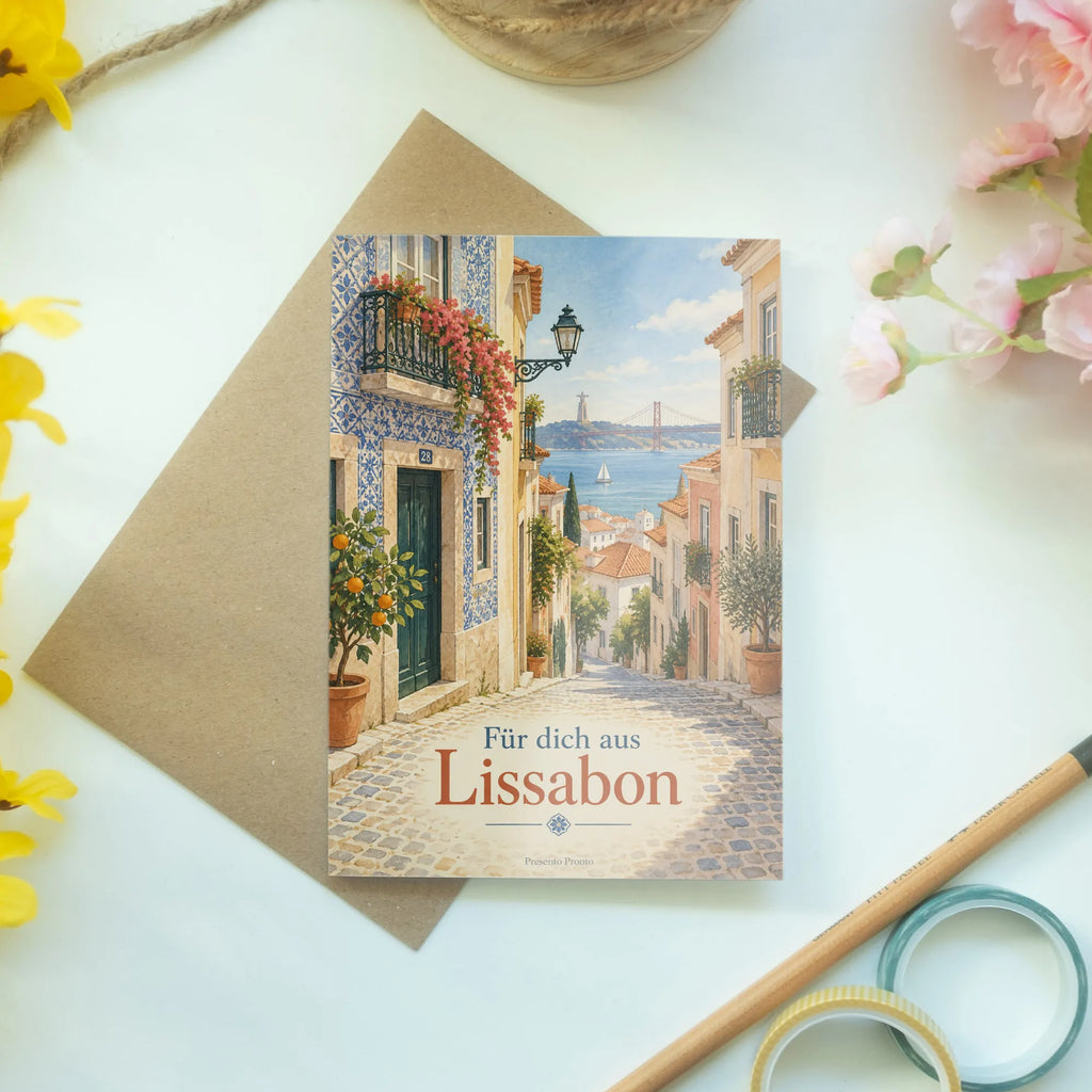 Herzliche Urlaubsgrüße aus Lissabon mit Blick auf den Tejo|p:2023958|h:0e566961992e57c9b5e366ad0eb5e9ee