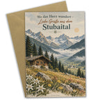 Herzliche Urlaubsgrußkarte aus dem Stubaital mit Berghütte|p:2023961|h:534898e47dd2c1bf444979ca28f160d5