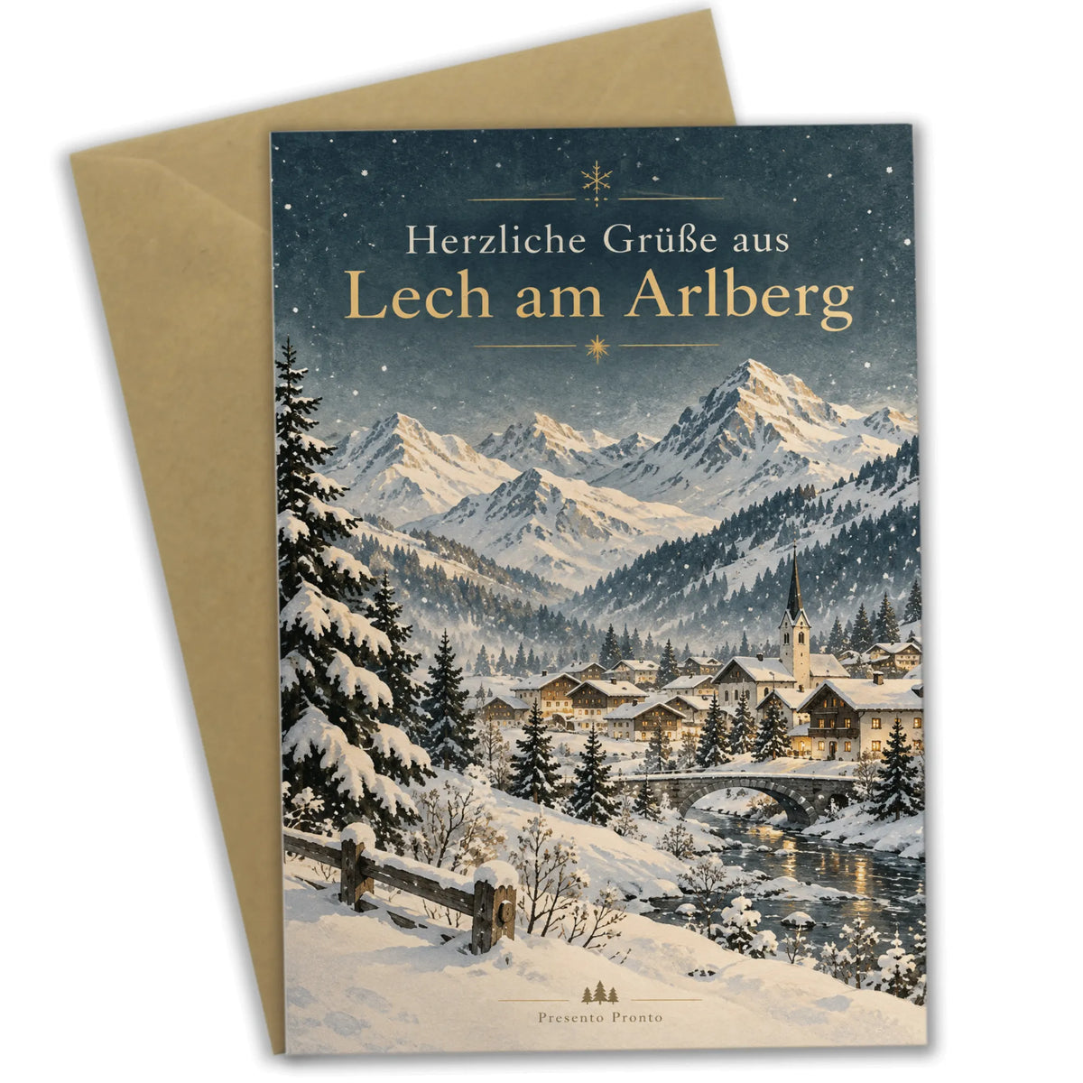 Herzliche Grußkarte aus Lech am Arlberg mit Winterlandschaft