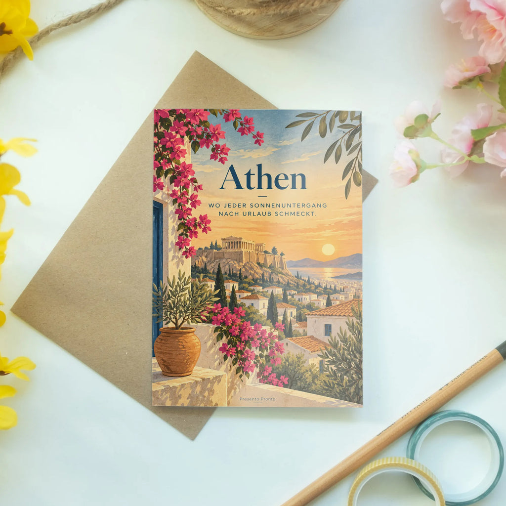 Elegante Athen Karte für Urlaubsgrüße mit Tempel|p:2023964|h:4b8217c2a650d22bd88dcd7b8140ac37