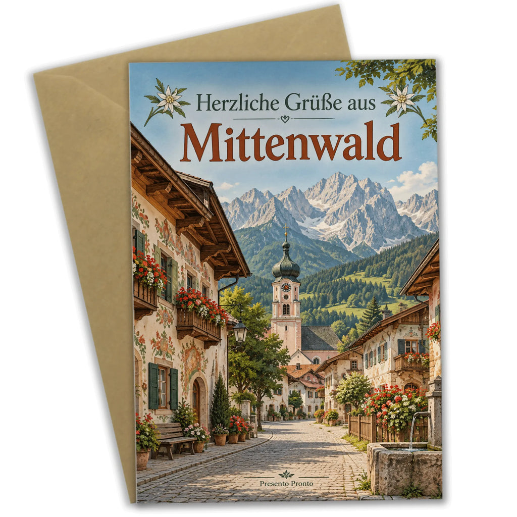 Herzliche Urlaubsgrüße aus Mittenwald mit Alpendorf|p:2023965|h:108143b89b51cfa88025d86a2b771c86