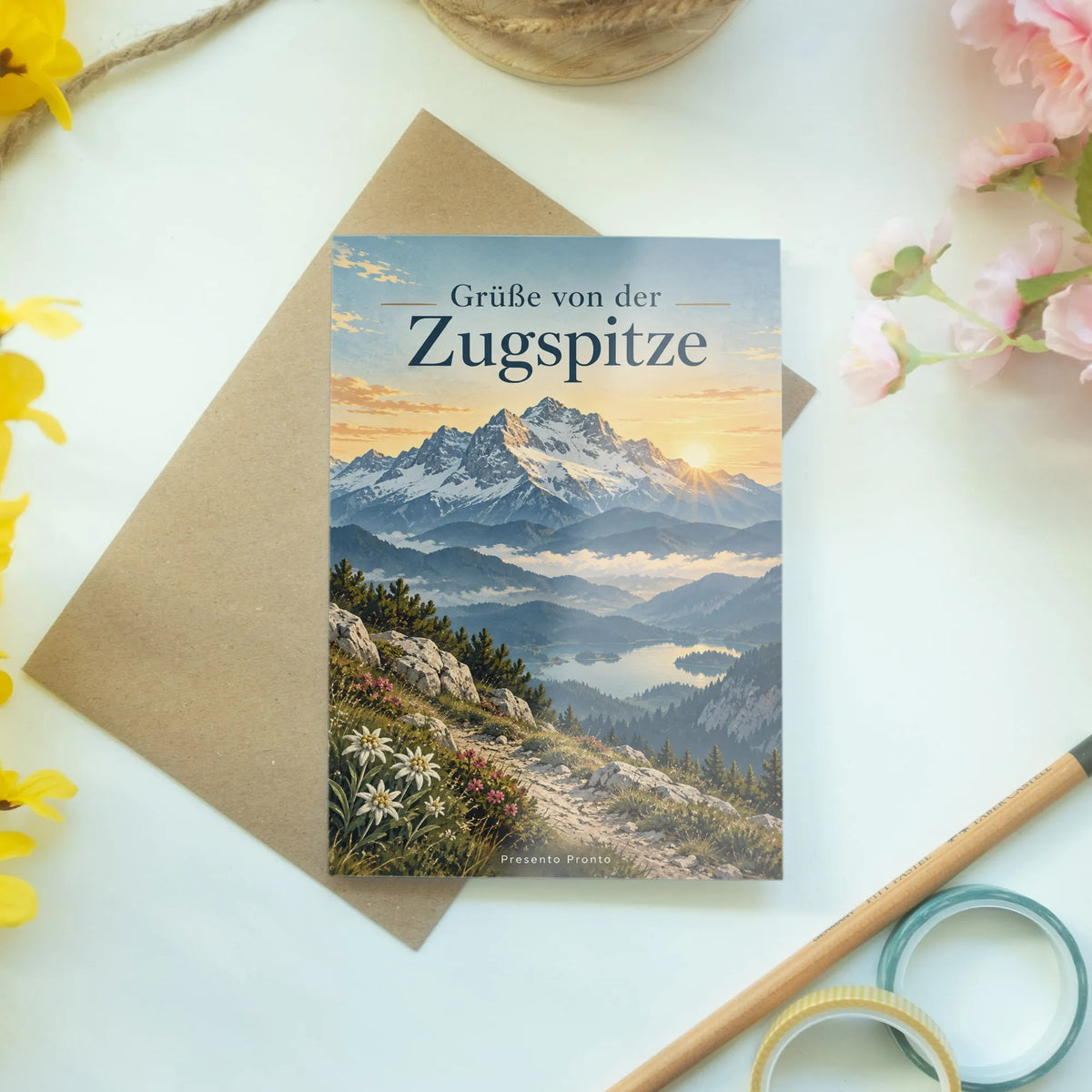Herzliche Grußkarte von der Zugspitze für Bergfreunde