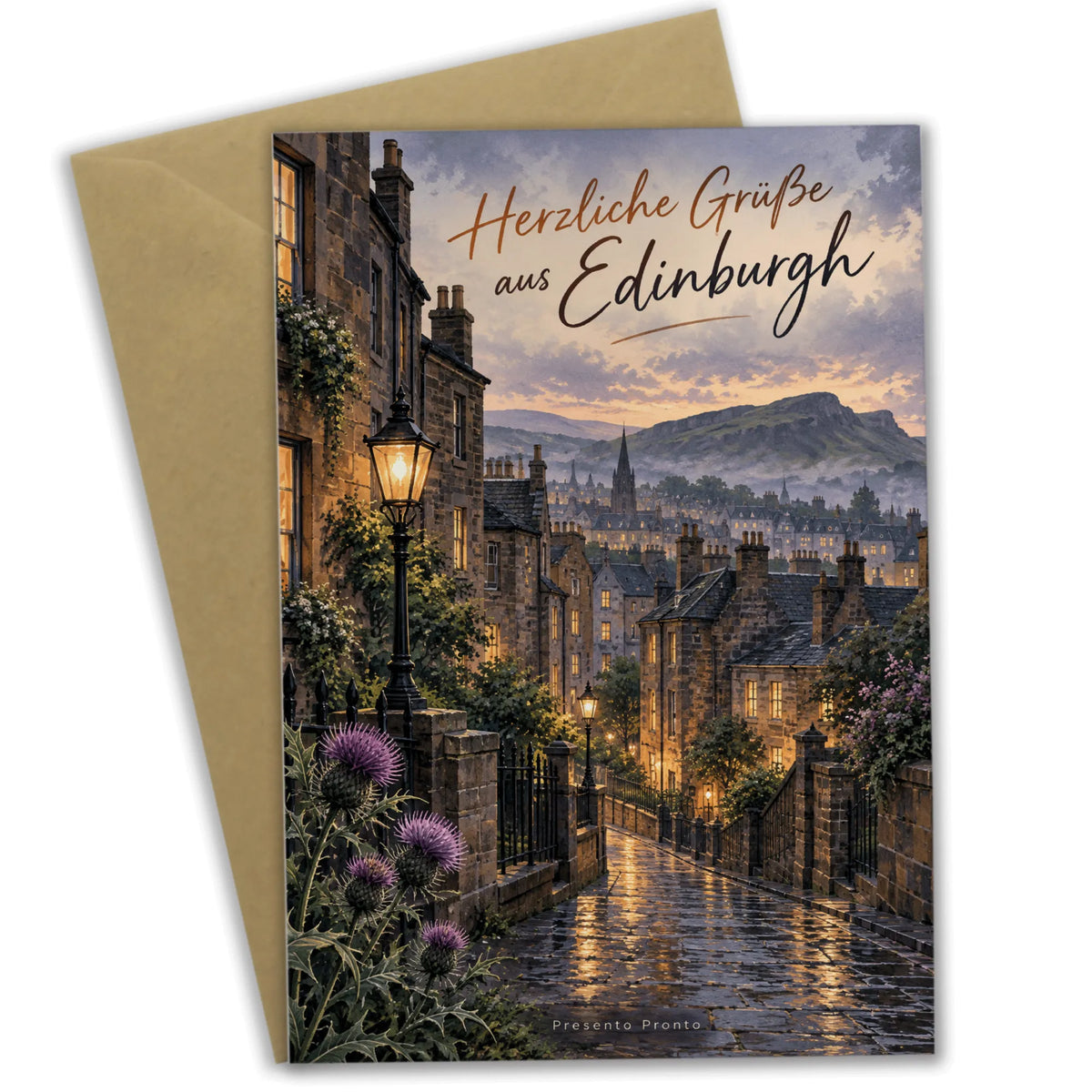 Herzliche Urlaubskarte aus Edinburgh mit Altstadt