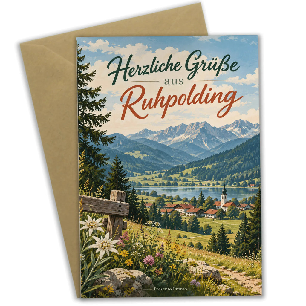 Herzliche Grußkarte aus Ruhpolding für Urlaubsgrüße|p:2023974|h:cc709042f1038082178dfd317ed9582d