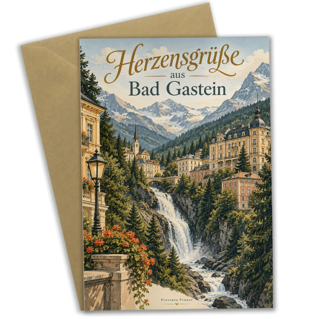 Elegante Urlaubskarte aus Bad Gastein mit Wasserfall|p:2023976|h:4d2c777eb5b2774fec28cfc0eee08aaa