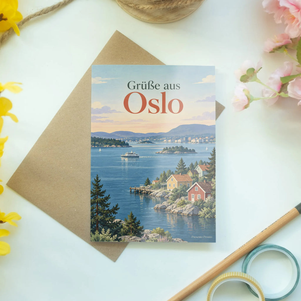 Herzliche Grußkarte aus Oslo mit Oslofjord und Fähre|p:2023978|h:284f6a71fae596d67d234a001c6548c9