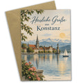 Herzliche Grußkarte aus Konstanz mit Seelandschaft