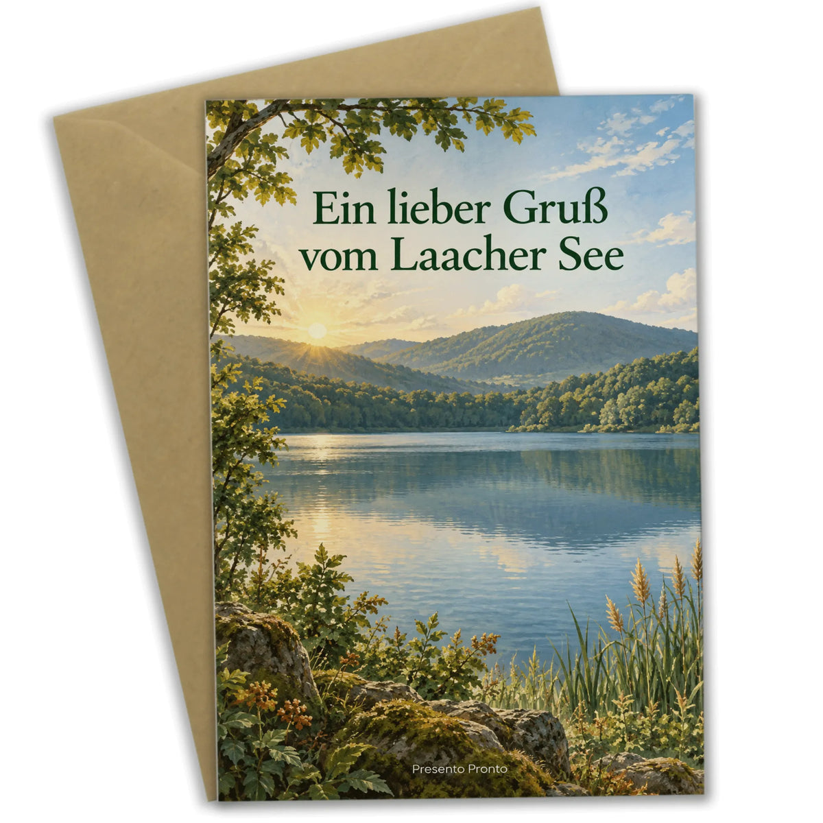 Herzliche Grußkarte vom Laacher See für Urlaubsgrüße