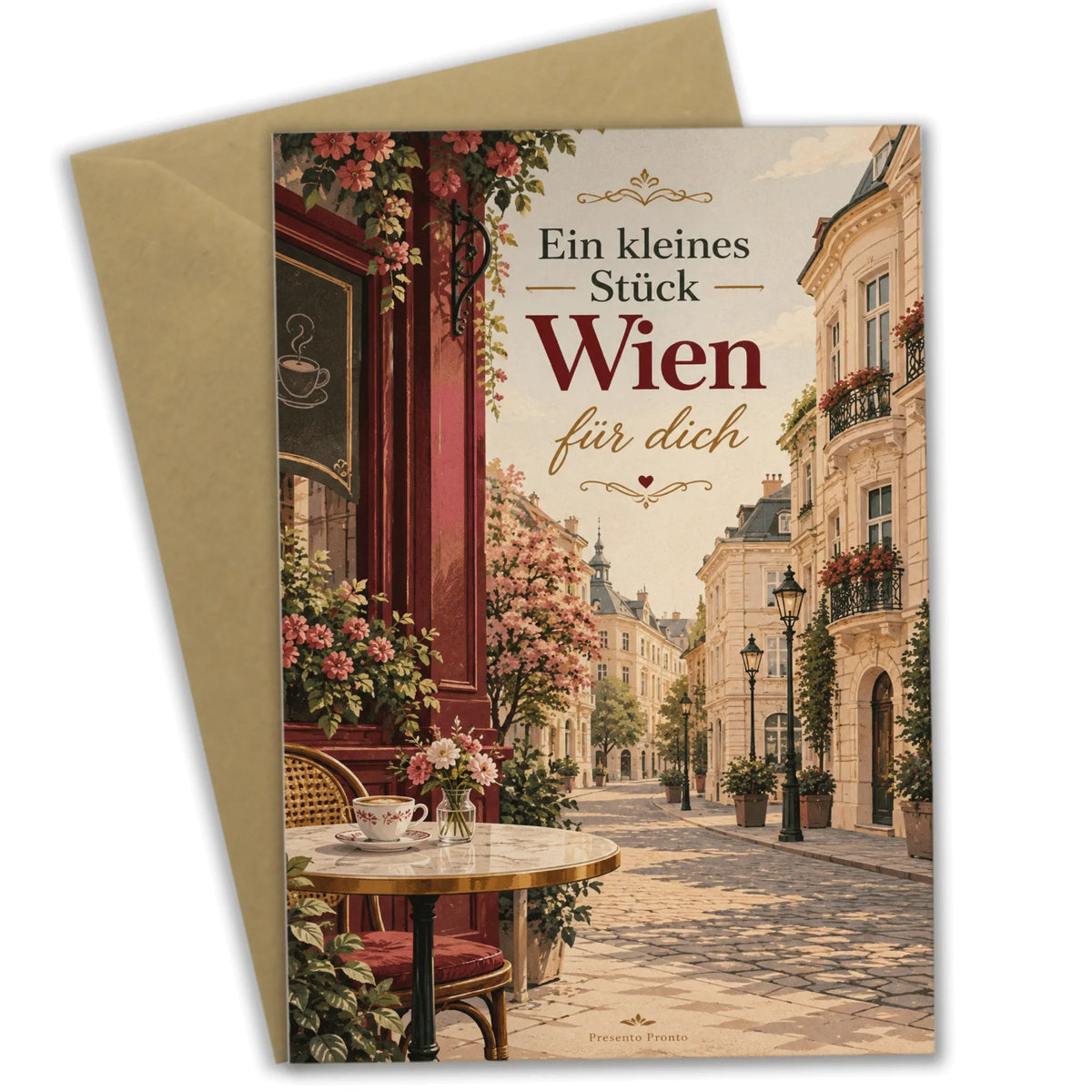 Elegante Grußkarte aus Wien mit Kaffeehaus
