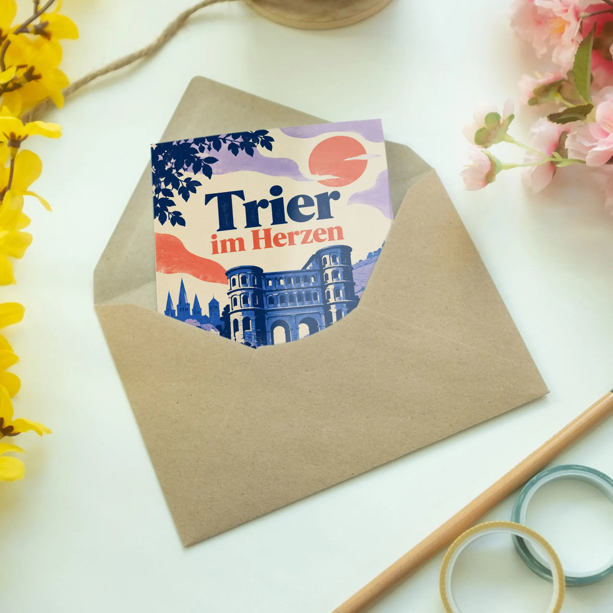 Herzliche Grußkarte für Trier Fans mit Porta Nigra