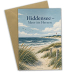 Friedliche Hiddensee Grußkarte für Meeresliebhaber mit Leuchtturm|p:2024008|h:e181c1925e968c61a40df8321fcd62d3
