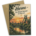 Herzliche Heimatkarte für Herne mit Förderturm