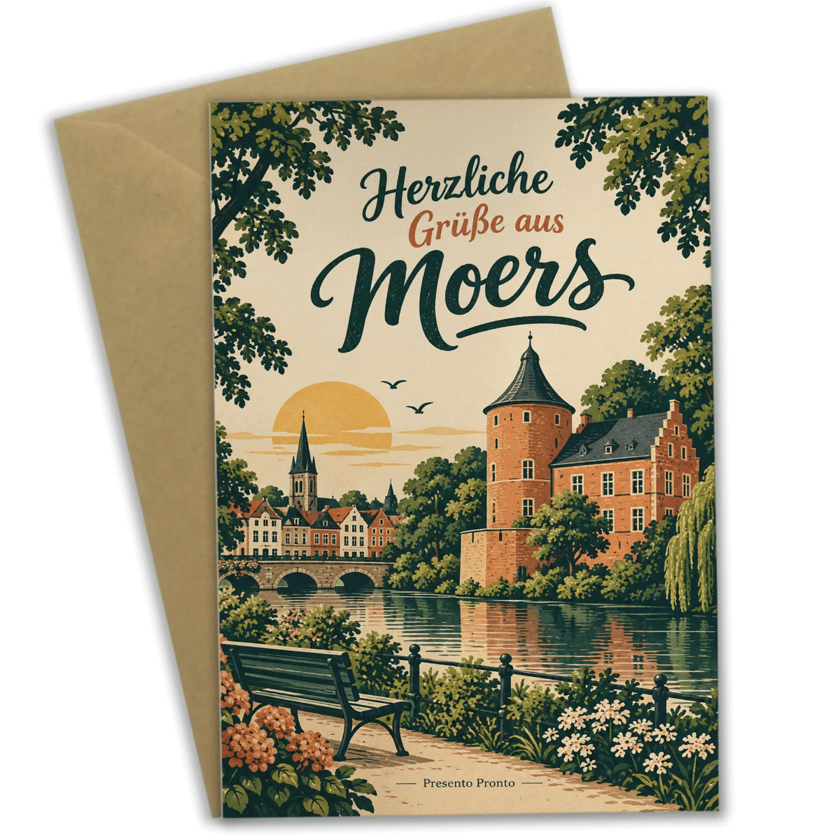 Herzliche Grüße aus Moers Grußkarte mit Schloss