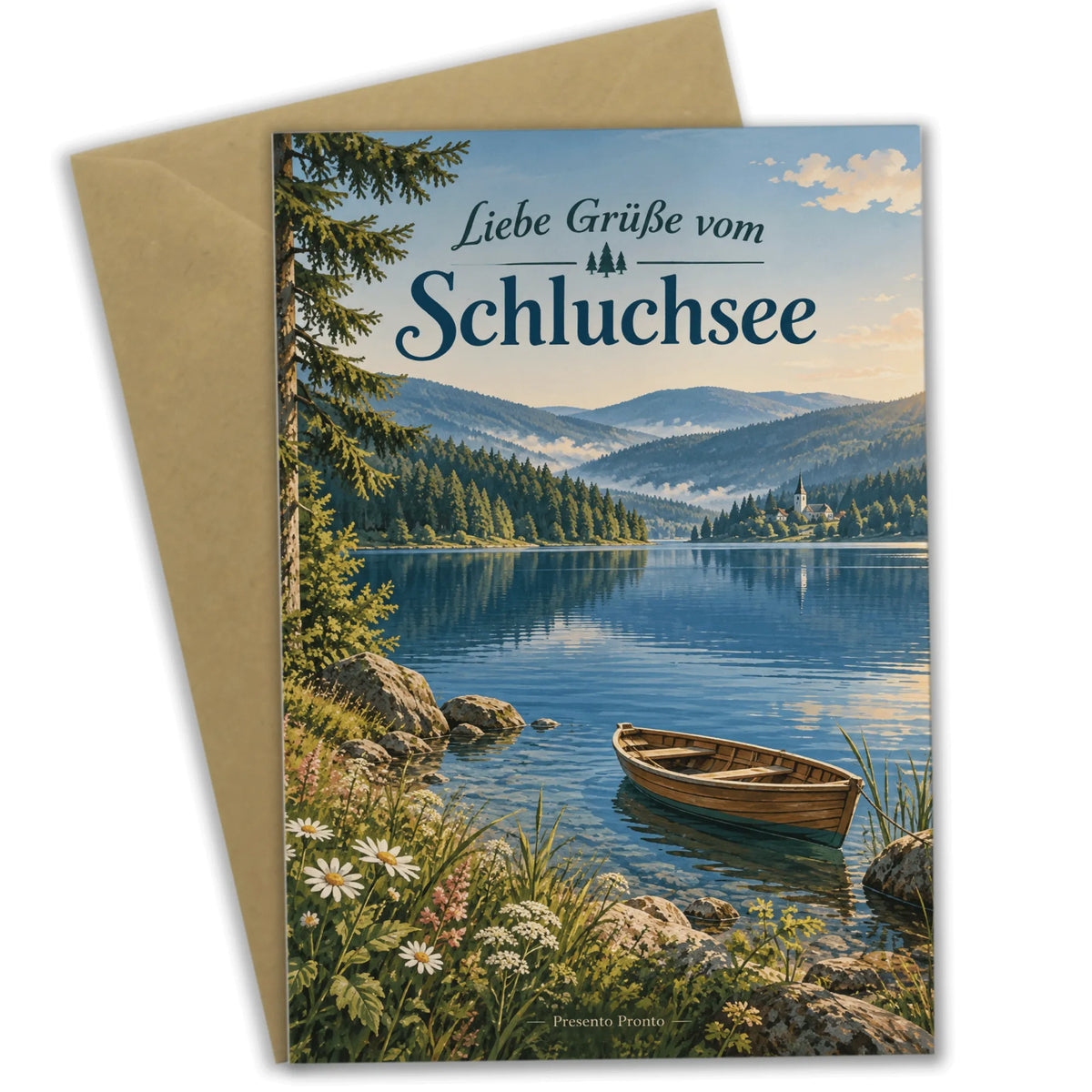 Herzliche Urlaubskarte vom Schluchsee mit Ruderboot