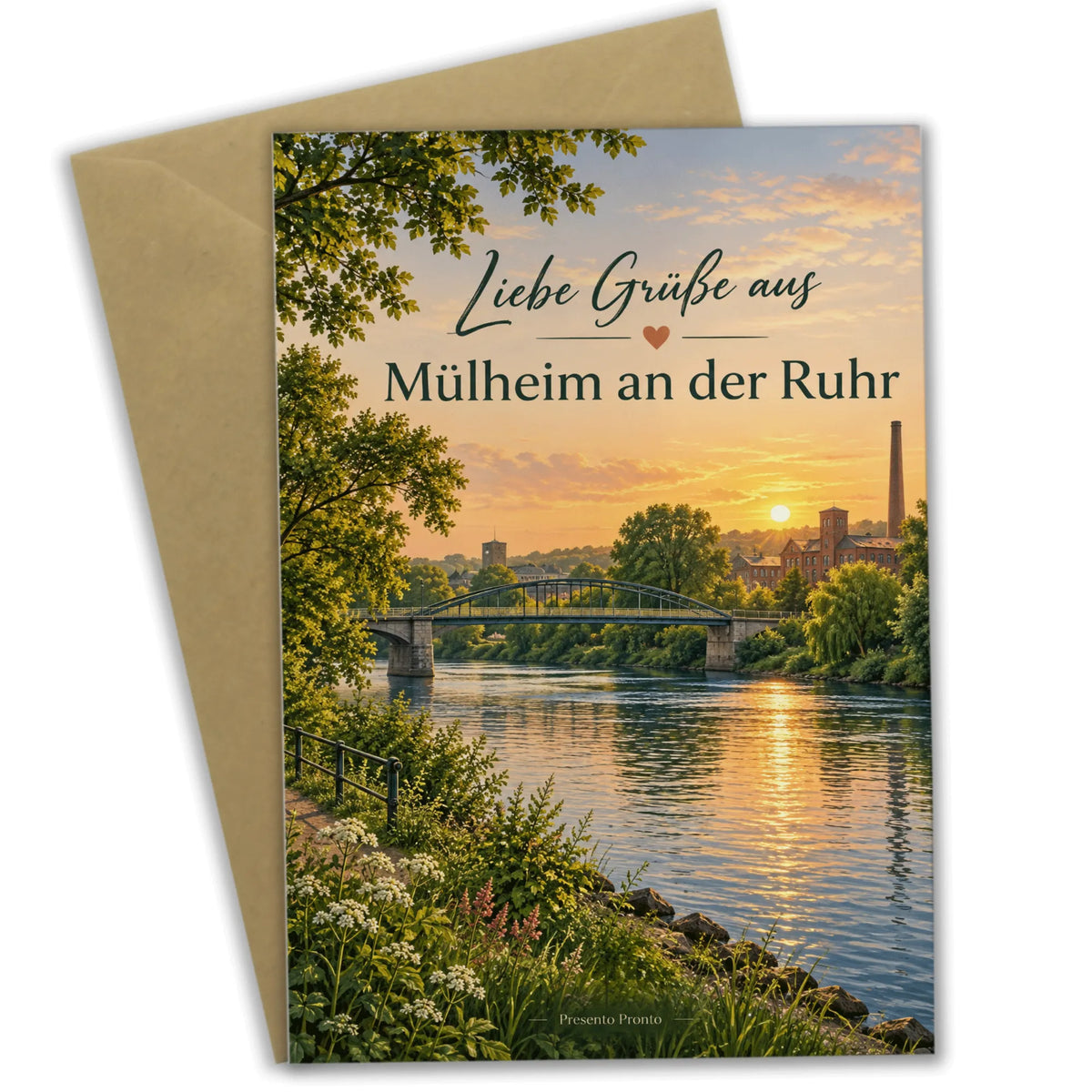 Herzliche Grußkarte aus Mülheim an der Ruhr mit Ruhrbrücke
