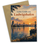 Herzliche Urlaubsgrüße aus Ludwigshafen mit Rheinblick|p:2024024|h:7a96c1532a0d27fea491e4739abfe138