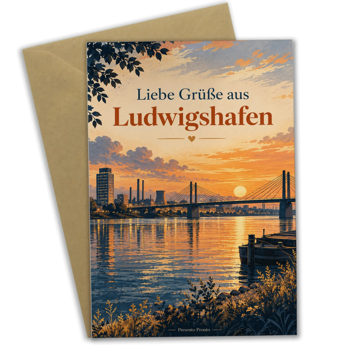 Herzliche Urlaubsgrüße aus Ludwigshafen mit Rheinblick